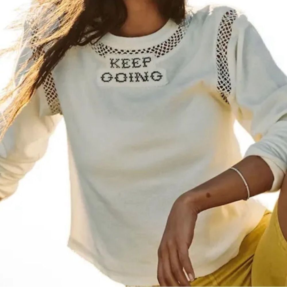 Free People MOVEMENT Keep Going Crochet Long Sleeve Top